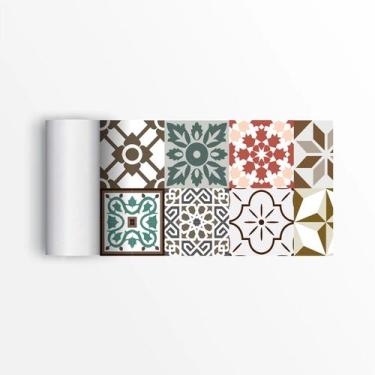 Imagem de Faixa Decorativa Pia Cozinha Azulejo Português Bege Marrom 100X15cm - 