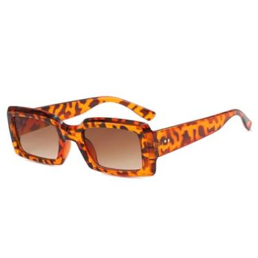 Imagem de Óculos de Sol Unissex com Armação Espessa e Rebites em Cores Candy, Proteção UV400, Ideais para Esportes ao Ar Livre, Corrida e Ciclismo, Estampa de Leopardo Chá