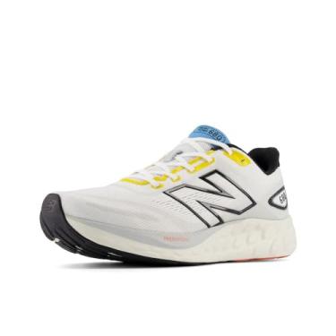Imagem de New Balance Fresh Foam 680 V8 Tênis de corrida masculino, Branco/Preto/Gengibre Limão, 11.5 Wide