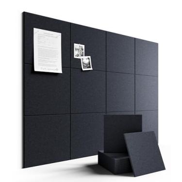 Imagem de Fluxynara Quadro de avisos grande de feltro 122 cm x 91 cm Alternativo para quadro de cortiça - pacote com 12 com 70 abas adesivas removíveis seguras, quadros de cortiça para paredes, quadro de