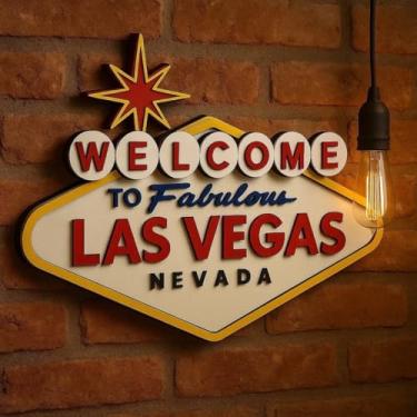Imagem de Placa Decorativa Las Vegas Nevada 3D Alto Relevo MDF Quadro Para Restaurante Bar Garagem