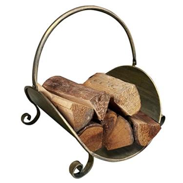 Imagem de Rack de lenha interno com alça – Suporte de armazenamento de troncos durável para fogueiras de lareira e quintal – Organizador de lenha elegante para gerenciamento eficiente de madeira