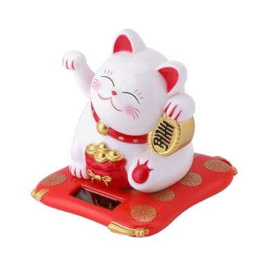 Imagem de Greensen Solar Lucky Cat, Fortune Waving Arm Maneki Neko Decoração de Boa Sorte Com Balanço Automático Movido a Energia Solar para Home Office Painel de Carro Presente de Decoração