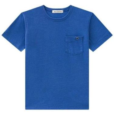 Imagem de Camiseta Básica Infantil Menino Lisa Azul com Bolso Luc.boo-Masculino