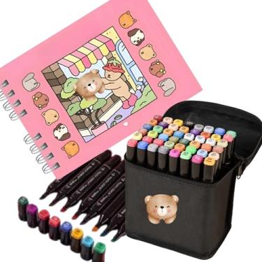 Imagem de Kit de Colorir Urso Bob com 36 Canetas, Rosa, Livro de Atividades Infantil