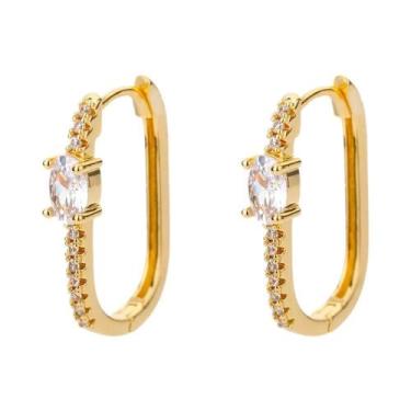 Imagem de Brincos De Aço Inoxidável Com Zircônia Cúbica Em Formato De U, Joias G