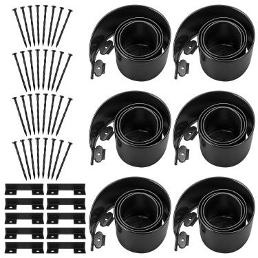 Imagem de Sintuff Kit de bordas de paisagem de 12 m de altura, 15 cm de altura, 48 peças, kit com 32 pontas, 10 conectores, borda de paisagem de plástico para gramado, jardim, grama, quintal, casa