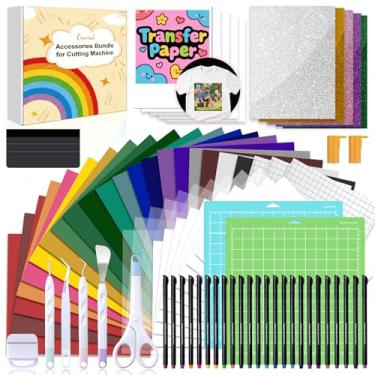 Imagem de O melhor conjunto de acessórios e suprimentos para criadores de Cricut e todos os Explore Air - o kit inicial com ferramentas de remoção de ervas daninhas, vinil com glitter, vinil permanente, papel