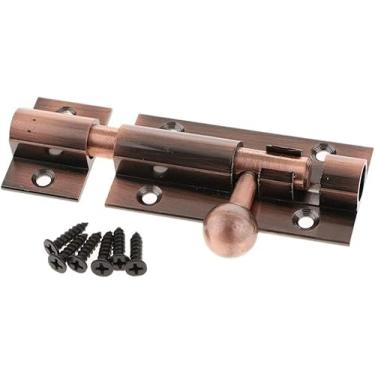 Imagem de Parafuso deslizante ferrolho de fechadura de porta, parafuso de portão, trava de porta deslizante forte trava deslizante parafuso de barril fecho de trava trava de parafuso de portão - botão de cobre