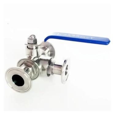 Imagem de Serve para tubo de 51 mm OD x válvula de esfera de porta L de braçadeira tripla de 5 cm SUS 316L inoxidável para fabricação de cerveja em casa DWBPGVUN