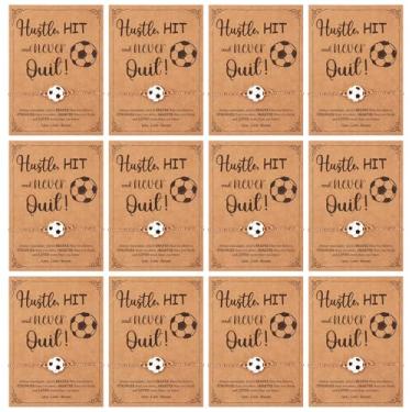 Imagem de AIOMOB 12 conjuntos de pulseiras esportivas com pingente para presentes, pulseira banhada a ouro, cartas inspiradoras de time de futebol, lembrancinhas de festa para mulheres jogadoras