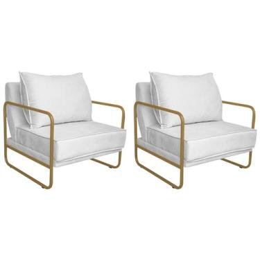 Imagem de Kit 02 Poltronas Sevilha Base de Ferro Dourado Sintético - Doce Sonho 