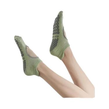 Imagem de Meias De Algodão Para Pilates E Yoga Femininas Antiderrapantes Com Des