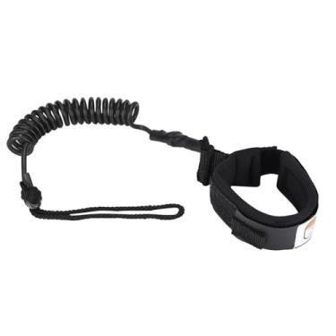 Imagem de Pissente Prancha de Stand Up Paddle Coiled Spring Corda de Pé 5mm Cordão PU Tornozelo Ajustável 5 Pés Comprimento Máximo Esticado para Surf Bodyboard (BLACK)