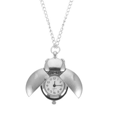 Imagem de CONGARTENO Relógio de bolso vintage em forma de besouro retrô pendurado em liga de zinco com corrente decorativa e relógio prático para homens e mulheres