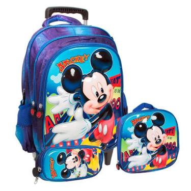 Imagem de Kit Mochila Infantil Masculina Escolar De Rodinhas Creche - Plike