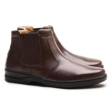Imagem de Bota Anti-stress Masculina Couro Solado Conforto Cano Médio-Masculino