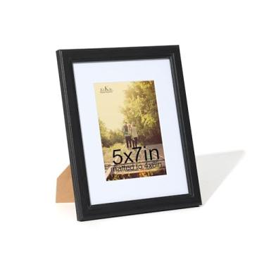 Imagem de KTKDE Porta-retrato 12 x 18 cm, moldura preta com vidro verdadeiro, para fotos de 10 x 15 cm com tapete ou 12 x 18 cm sem tapete, moldura de madeira composta para mesa e parede. Melhor presente