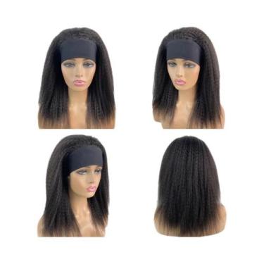 Imagem de Peruca Sintética Afro Yaki Kinky Natural Preta De Comprimento Médio Co