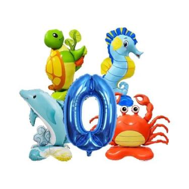 Imagem de Balões Com Tema De Animais Marinhos 5pcs Em Forma De Caranguejo, Caval