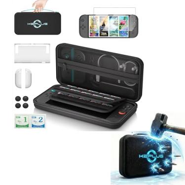 Imagem de KEPLUG Switch Carrying Case for Nintendo Switch & OLED,Protective Hard Shell Travel Case with Game Card Holder, Accessories Storage & Tempered Glass Screen Protector, Gift for Kids & Family