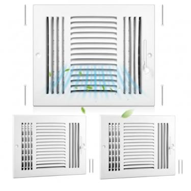 Imagem de Zonon 3 peças de capas de ventilação de teto de 3 vias parede lateral registro de teto ar condicionado capa de ventilação de aço sólido HVAC para casa, banheiro, escritório, banheiro (20 x 25 cm