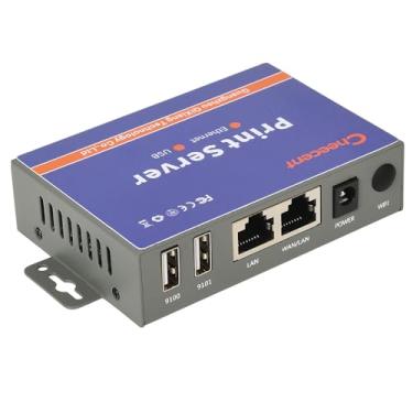 Imagem de Servidor de impressão Ethernet de rede para USB (não Plug & Play), versão sem WiFi, servidor de impressão de 2 portas para impressora USB, converte impressora USB em rede Ethernet - compatível com