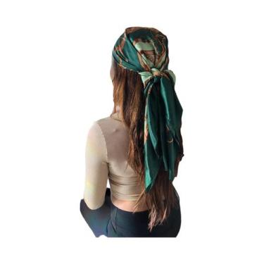 Imagem de Lenços Hijab De Seda Satinada Grandes Para Mulheres 90cmx90cm, Estampa