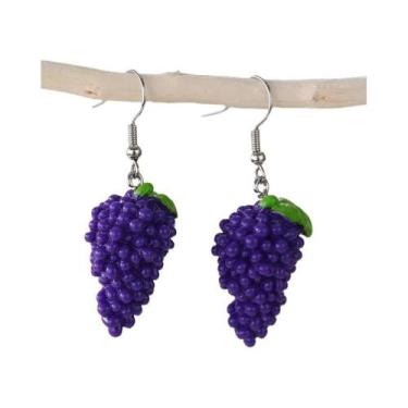 Imagem de Brincos Femininos De Moda Com Pingentes De Frutas E Folhas: Mirtilo, L