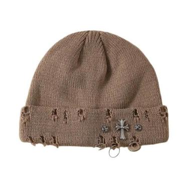 Imagem de Gorro De Inverno Unissex Com Chifres De Diabo Em Tricô, Touca Quente D
