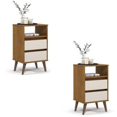 Imagem de Kit 2 Mesa de Cabeceira Roma Quarto com 2 Gavetas - Loja DoceLar, Frei