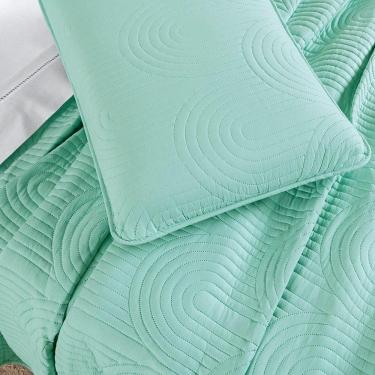 Imagem de Cobre Leito Casal Padrão Dupla Face Riviera Micropercal 200 Fios Verde - 3 Peças