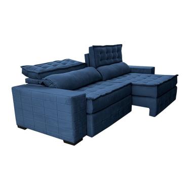 Imagem de Sofá Retrátil E Reclinável 2,55M Cama Inbox Big Puffer Com Softgel D40 Velupluma Azul