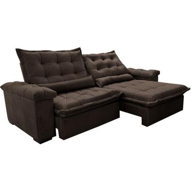 Imagem de Sofá Retrátil E Reclinável 2,75M Cama Inbox Big Fresh Com Softgel D40 Velupluma Café