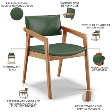 Imagem de Kit 04 Cadeiras Para Sala De Jantar Estar Living Giorgia B04 Couríssimo Verde Musgo