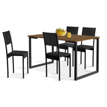 Imagem de Conjunto De Mesa De Jantar Com 4 Cadeiras Klm Store Imbuia/ Preto