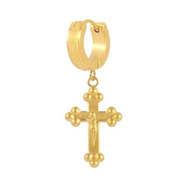 Imagem de Brincos De Argola Unissex Em Aço Inoxidável 316L Com Pingente Geométri