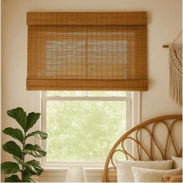 Imagem de Persiana Bambu Rolo 100larg x 140alt com bandô Café - Persiana Pronta