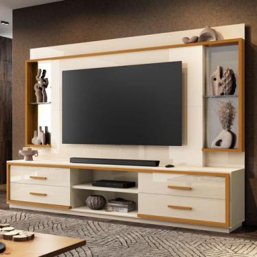 Imagem de Estante Home 100% MDF para TV até 75 Polegadas 192cmx240cm com Espelho