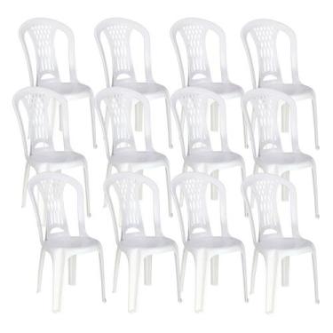 Imagem de Kit 12 Cadeiras de Plástico Sem Braço Laguna Tramontina Basic, Branco