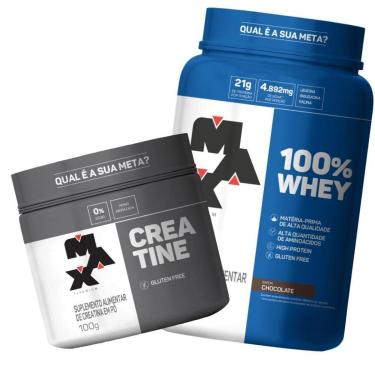 Imagem de COMBO WHEY 100% CONCENTRADO 900G + CREATINA 100G - MAX-Unissex