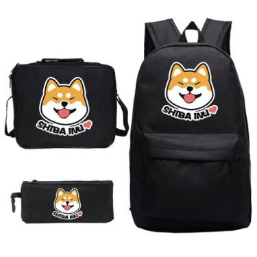 Imagem de Conjunto de mochilas Shibas Inu Satchel, bolsa escolar impressa para c