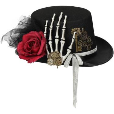 Imagem de Chapéu Steampunk Flower Skeleton Hand Top Hat Anime Cosplay - yiweisai