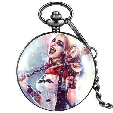 Imagem de Relógio de bolso Harleys Quinns Retro para crianças com corrente - yiw