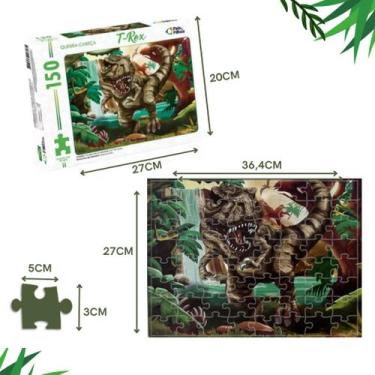 Imagem de Quebra cabeça Dinossauro T Rex 150 Peças Jogo Infantil Pais E Filhos -