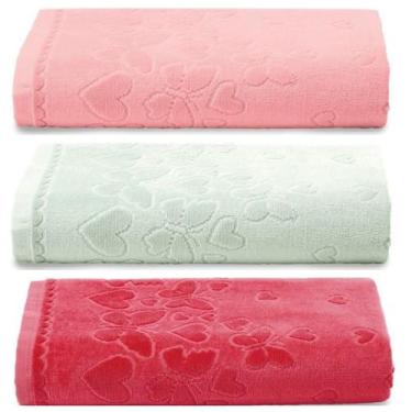 Imagem de kit 3 Toalhas de Lavabo Mãos Döhler Romance 100% Algodão Aveludada 30x