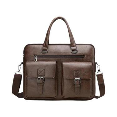 Imagem de Bolsa De Ombro Executiva Masculina De Couro PU De Luxo Para Laptop, Do