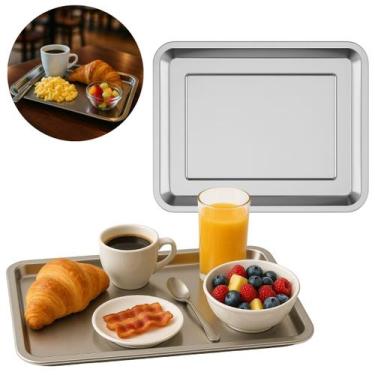 Imagem de Bandeja de Metal 35cm P/ Garçom e Bar Hotel Restaurante - Fx