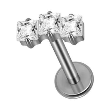 Imagem de Piercing Labret De Titânio Com Zircônia Cúbica E Rosca Interna Para Tr