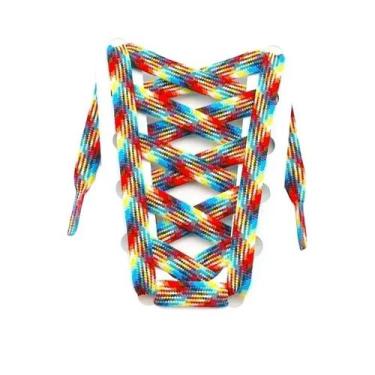 Imagem de Cadarços Planos Listrados Coloridos Para Tênis 1CM De Largura 100 120 